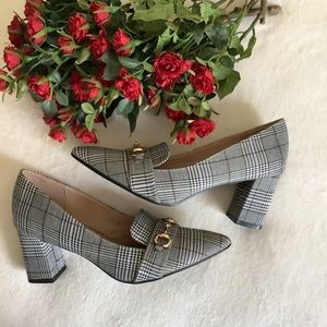 Womens Block Plaid Heels